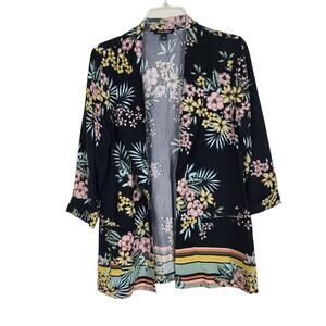 Roz & Ali Women S Black Fairy Core Floral Stripe Whimsy Paste Goth Boho Blazer